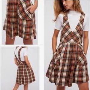 FREE PEOPLE Killing Time PLAID Dress JUMPER #schoolgirl NWOT L 12 14 16 SOLD OUT